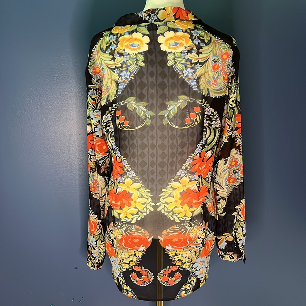 Cabi Small Sheer Colorful Tailored Button Down Lo… - image 2